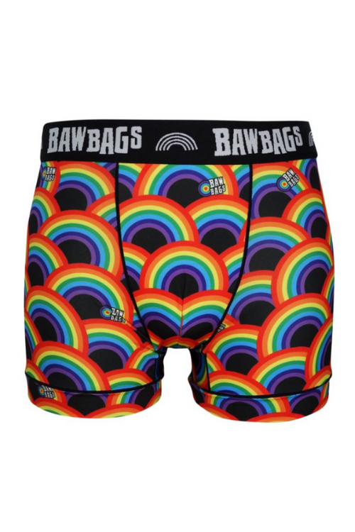 An image of the Bawbags Cool De Sacs Rainbaw 2.0 Technical Boxer Shorts in the colour Multi.