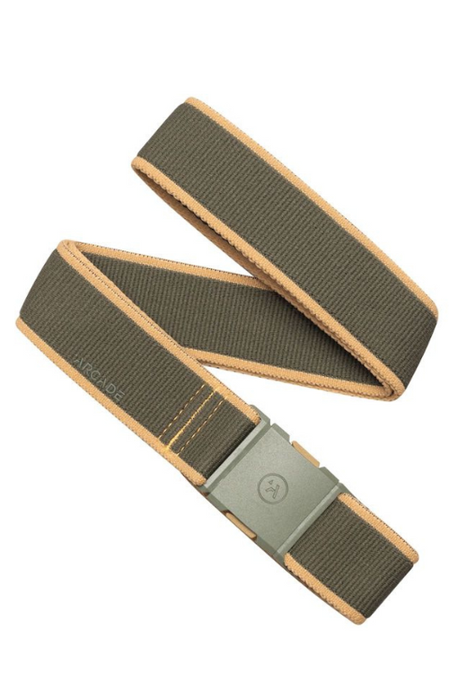 Arcade Belts Carto. A green belt with stretch material and adjustable buckle.