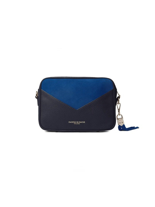 An image of the Fairfax & Favor The Finsbury Crossbody Bag in the colour Porto Blue/Navy.