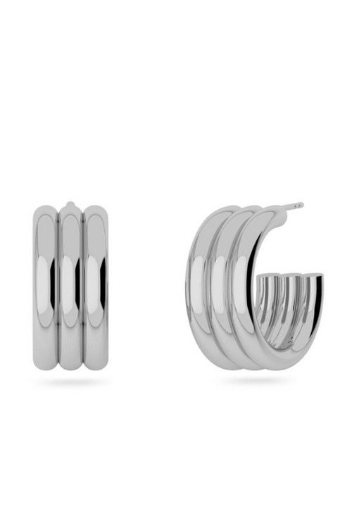 Edblad Monica Creoles. A pair of stainless steel hoop earrings with composite round bars. 
