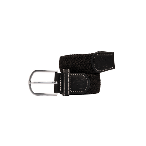 Swole Panda Woven Belt. A chic black belt with a woven design.