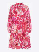 Dea Kudibal Rope Belt Dress. A short length dress with balloon sleeves, belt, and pink and white floral print.