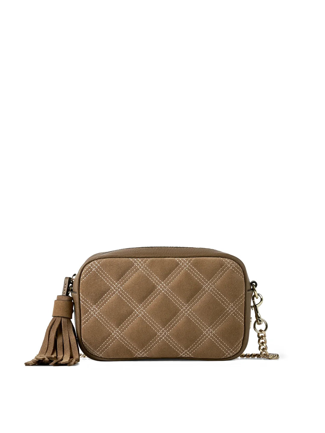 Fairfax & Favor Farnham Cross Body Bag Quilted Tan Suede