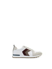 Fairfax & Favor Xandra Trainer White Leather Port/Deep Taupe