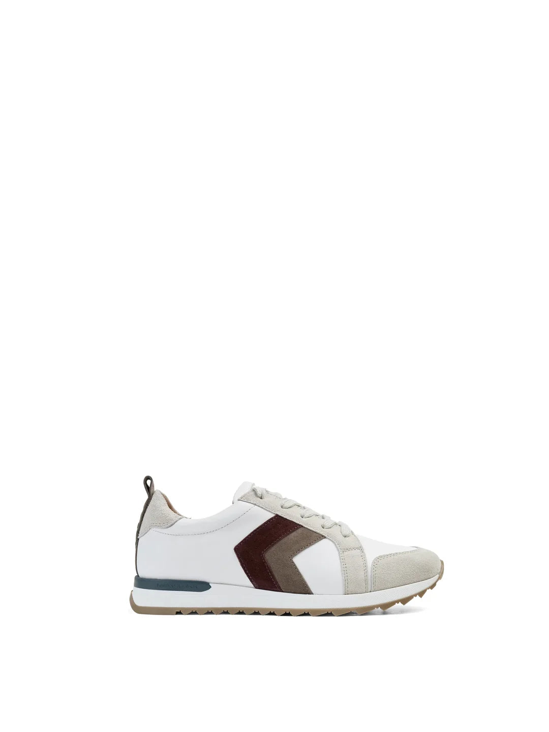 Fairfax & Favor Xandra Trainer White Leather Port/Deep Taupe