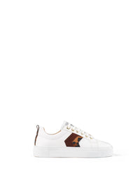 Fairfax & Favor Platform Alexandra Trainer White Leather with Leopard/Port