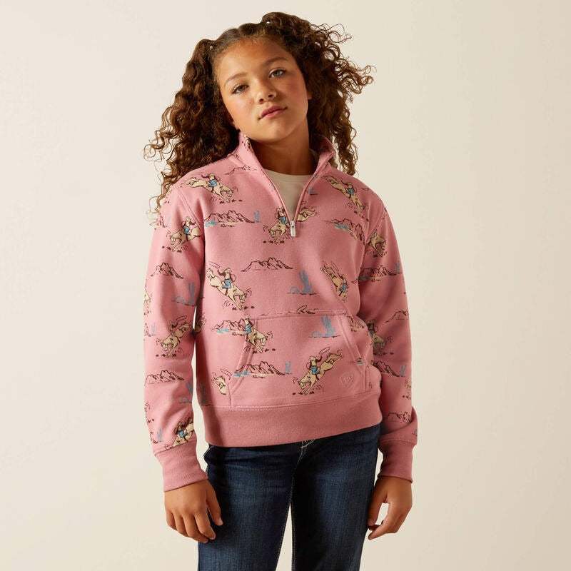 An image of the Ariat Bronc Scene 1/4 Zip Sweatshirt