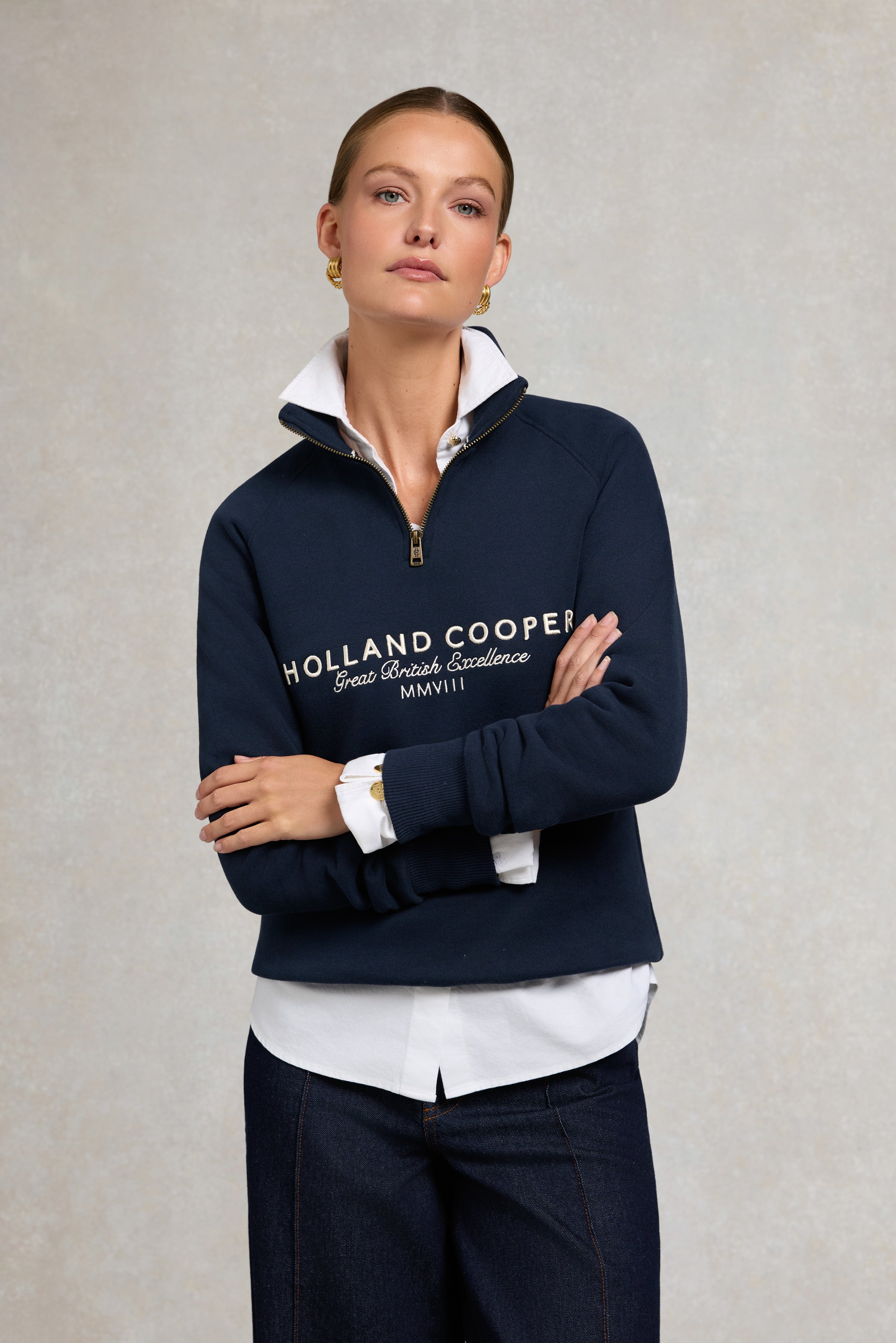 An image of the Holland Cooper Sporting Goods Zip Henley
