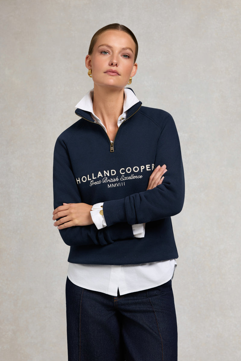 An image of the Holland Cooper Sporting Goods Zip Henley