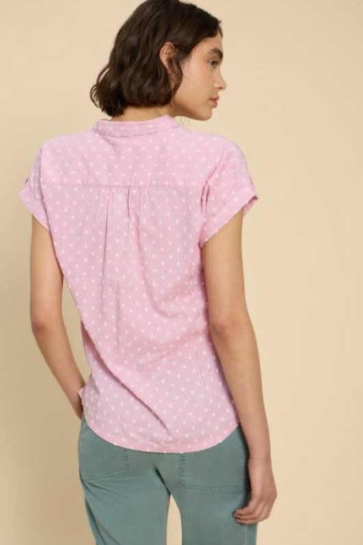 An image of the White Stuff Ellie Organic Cotton Shirt in the colour Pink Multi.