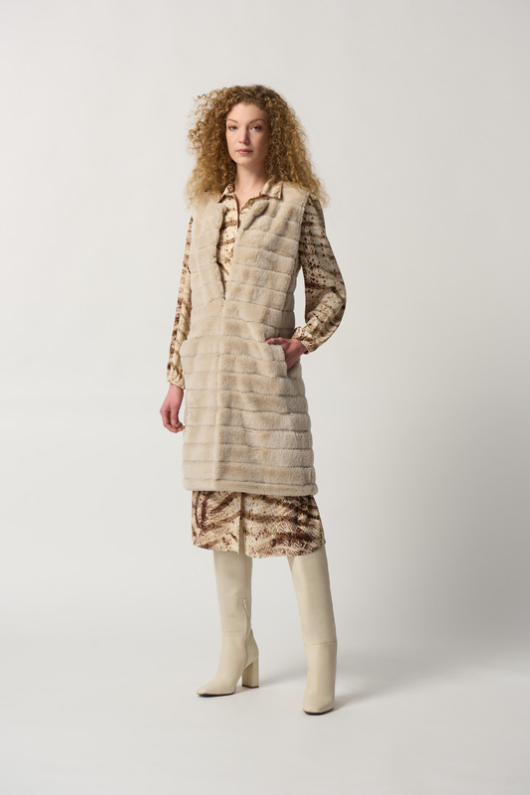 An image of the Joseph Ribkoff Faux Fur Long Gilet