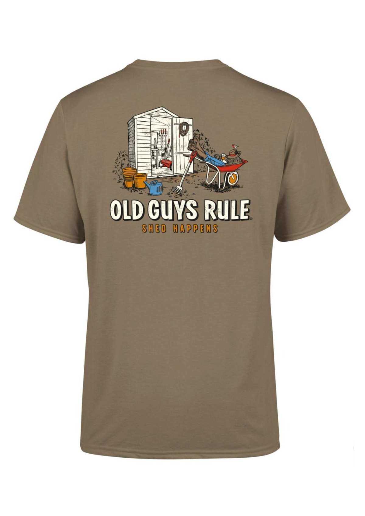 An image of the Old Guys Rule Shed Happens III T-Shirt