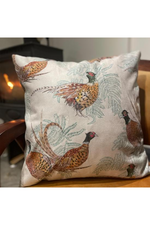 An image of the Vanessa Bathgate Pheasant/Green Bracken Cushion