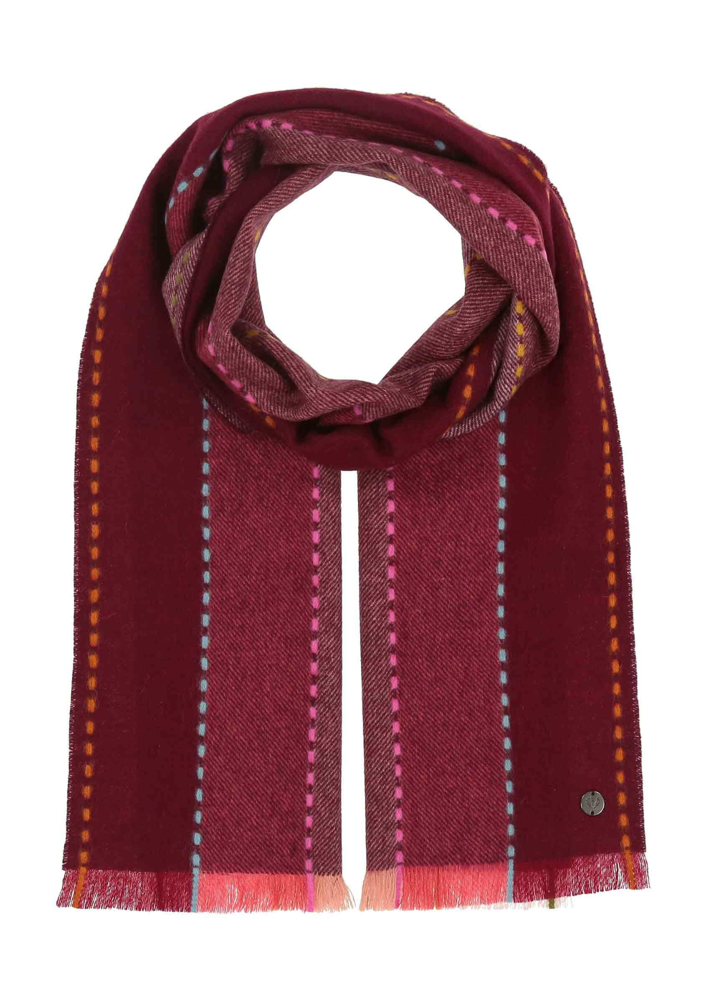 An image of the Fraas Stitch Detail Skinny Wool Scarf