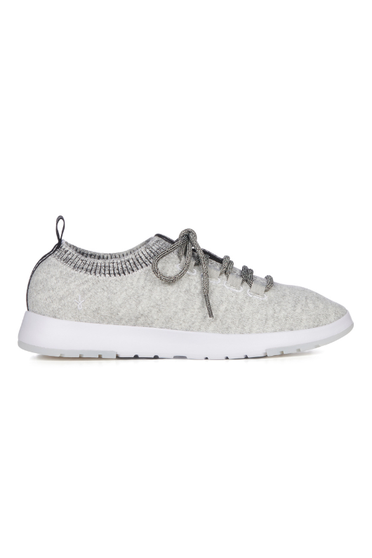 Emu Heidelberg Wool Trainer. A grey wool trainer with white sole.