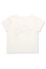 Kite T-Shirt. A short sleeve, round neck T-shirt. This top is white and has a chameleon applique.