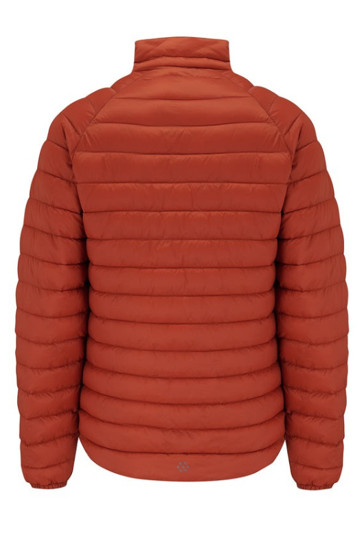 Mac in a Sac Mens Synergy Jacket. A lightweight packable jacket with thermolite filling. This jacket is water repellent, has zip fastening, and comes in the colour Burnt Orange.