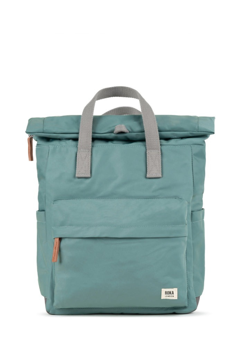 An image of the ROKA London Canfield B Teal Medium Recycled Nylon