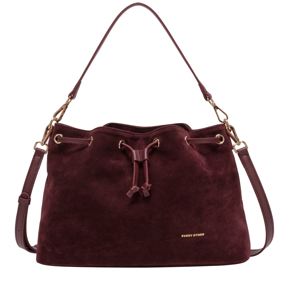 Suede Effect Draw Top Shoulder Cross Body