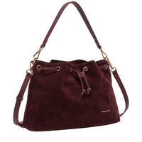 Suede Effect Draw Top Shoulder Cross Body