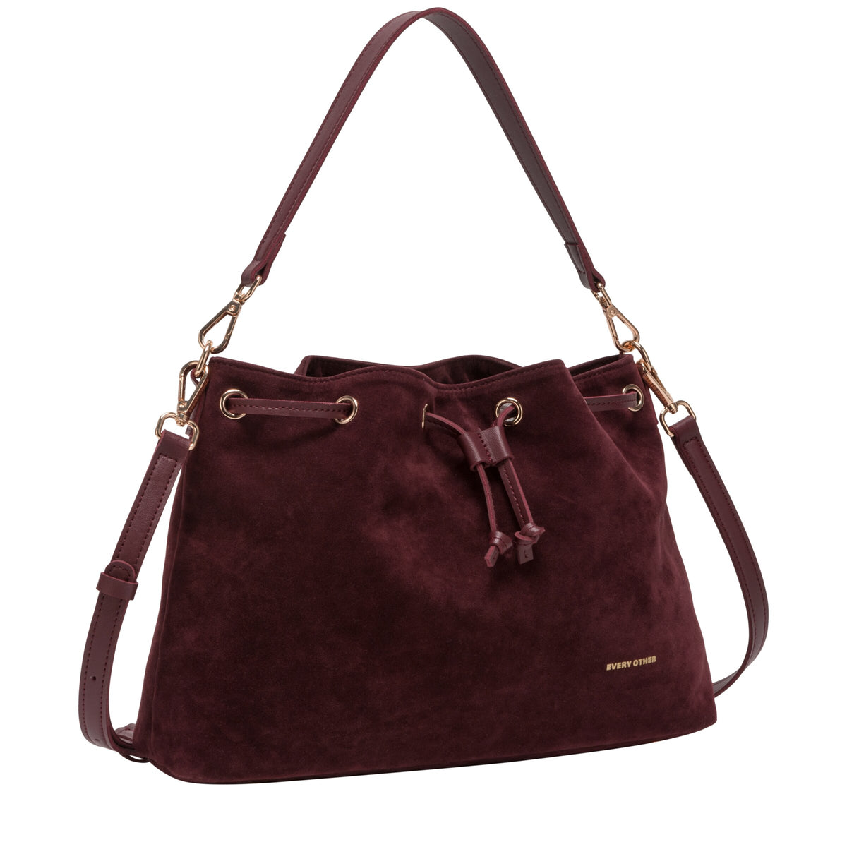 Suede Effect Draw Top Shoulder Cross Body