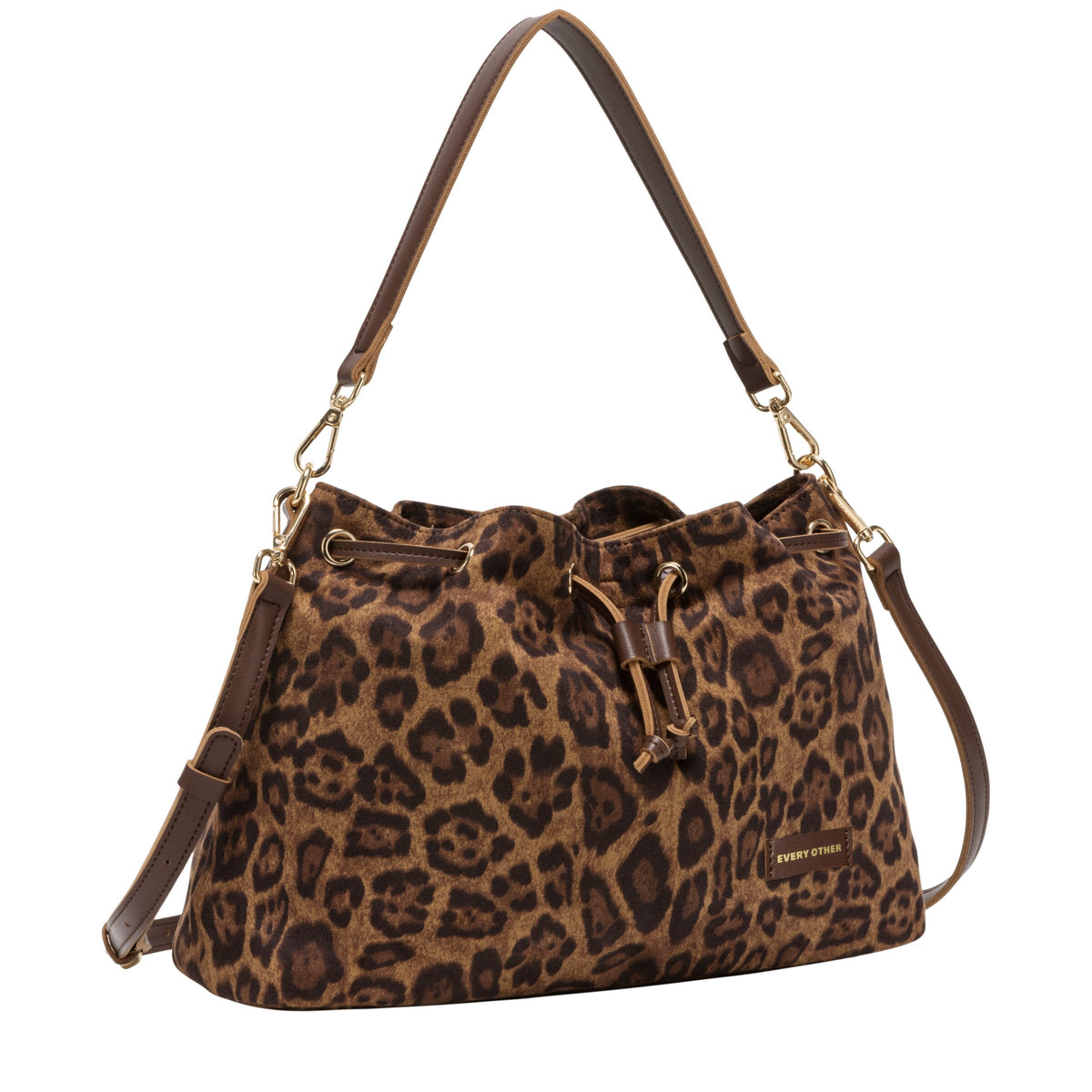 Suede Effect Draw Top Shoulder Cross Body