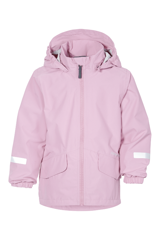 Didriksons Norma Jacket. A windproof kids jacket with a breathable design, a detachable hood, pockets, reflective details on the sleeves and a chin guard