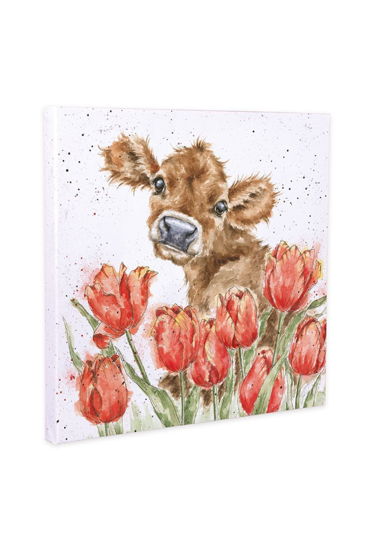 Cow in Tulips Canvas