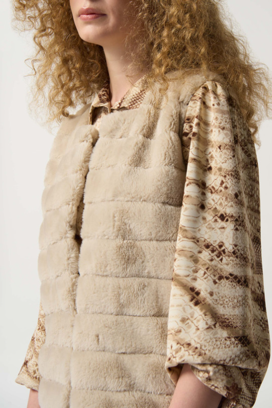 An image of the Joseph Ribkoff Faux Fur Long Gilet