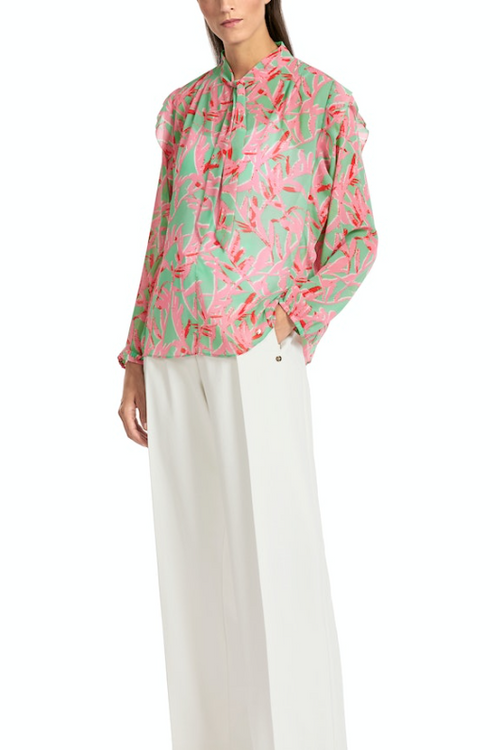 An image of the Marc Cain Floral Bow Tie Blouse