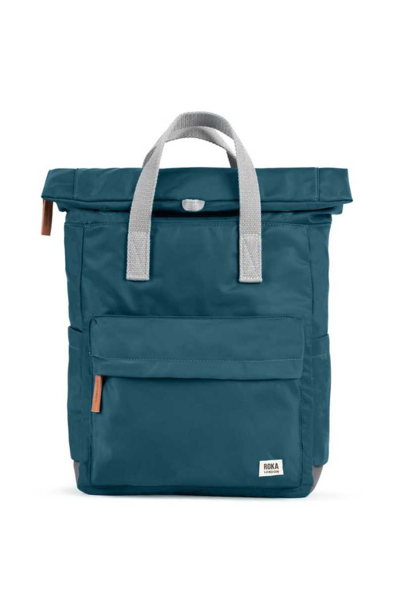 An image of the ROKA London Canfield B Teal Medium Recycled Nylon