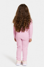 Didriksons Monte Jacket. A girls mid-layer jacket in pink with zip fastening, chin guard, and a thermal fleece finish