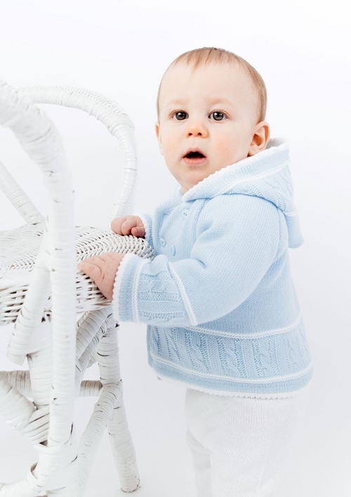 An image of the Dandelion Knitted Hooded Baby Jacket