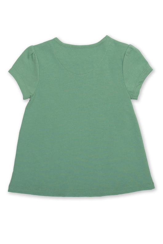 Kite Tunic. A green short sleeve, round neck tunic with elephant applique.