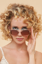Powder Paige Sunglasses. Large sized sunglasses with a chic rose frame.
