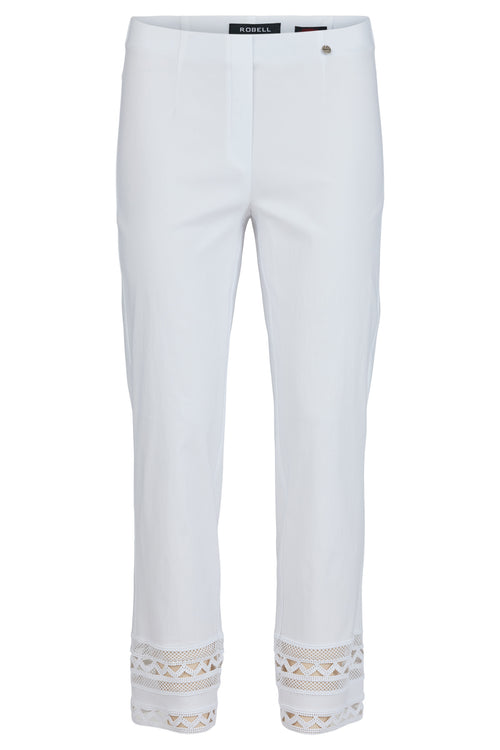 An image of the Robell Marie Trousers in the colour White.