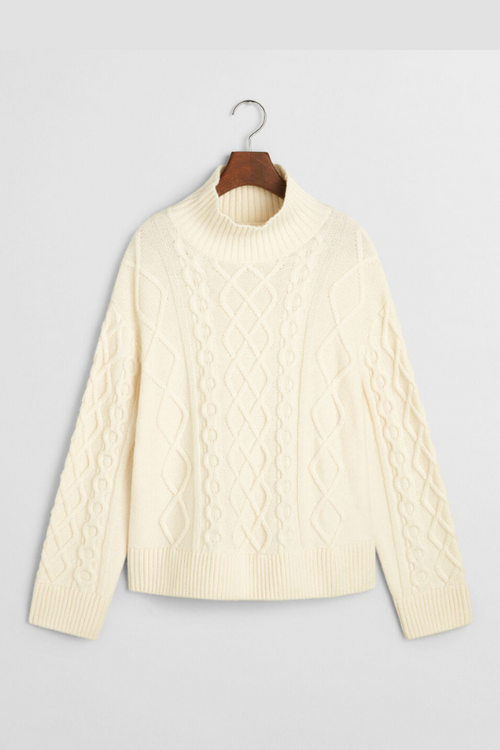 An image of the Gant Cable Knit Stand Collar Jumper