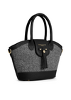 An image of the Fairfax & Favor Fairfax & Favor Mini Windsor Tote Herringbone Black Leather
