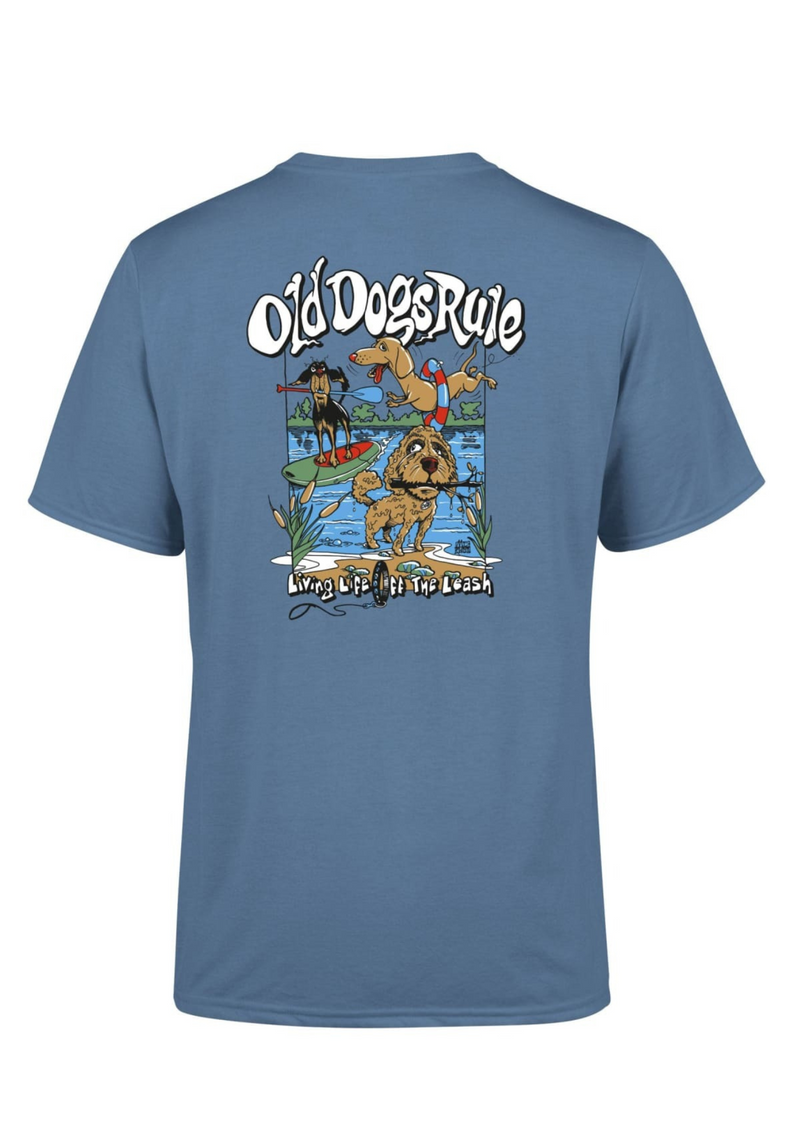 An image of the Old Guys Rule Old Dogs Rule III T-Shirt