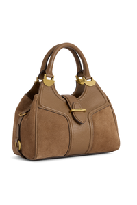 An image of the Fairfax & Favor Fairfax & Favor Mini Aviemore Handbag Tan Suede
