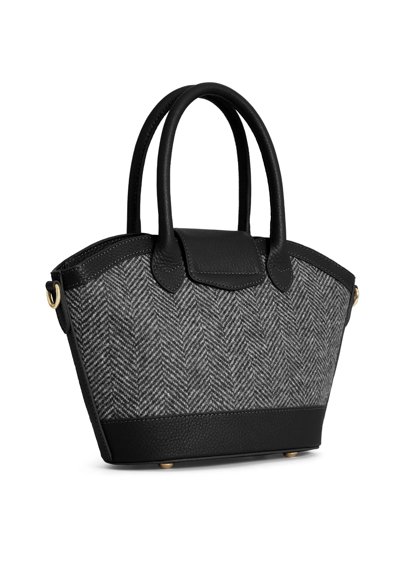 An image of the Fairfax & Favor Fairfax & Favor Mini Windsor Tote Herringbone Black Leather
