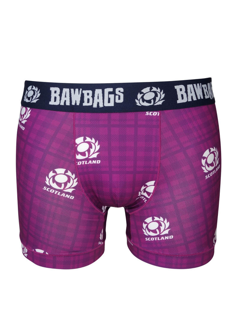 An image of the Bawbags Cool De Sacs Scotland Rugby Heather Boxer