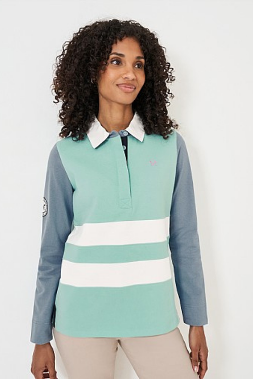 An image of the Crew Clothing Long Sleeve Panel Rugby Shirt