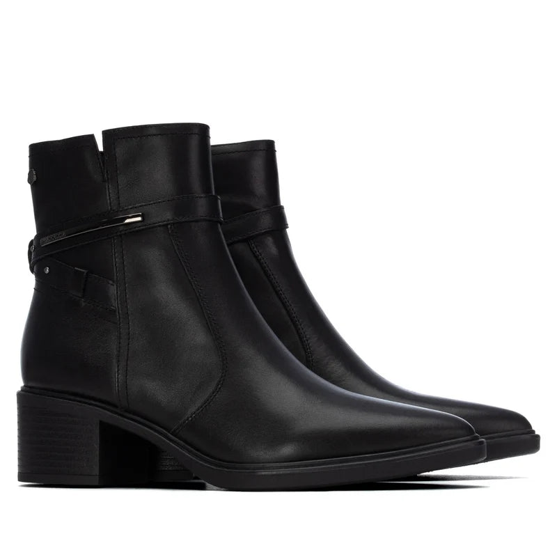 Leather High Heel Ankle Boots