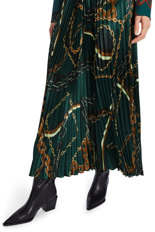An image of the Marc Cain Pleated Skirt With Chain Print