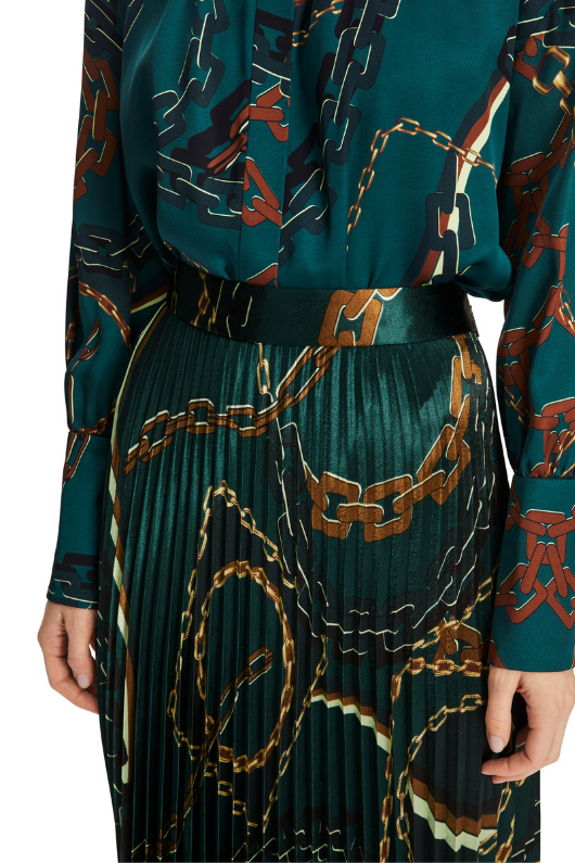An image of the Marc Cain Pleated Skirt With Chain Print