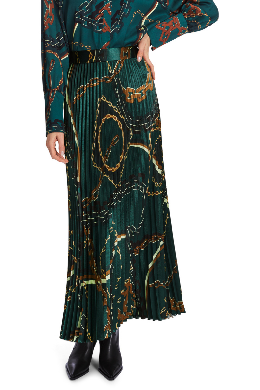 An image of the Marc Cain Pleated Skirt With Chain Print