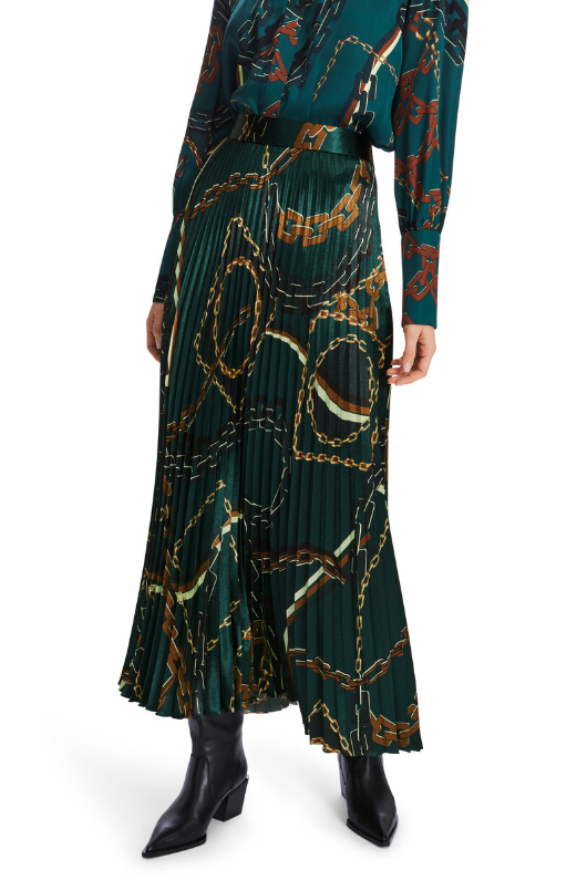 An image of the Marc Cain Pleated Skirt With Chain Print