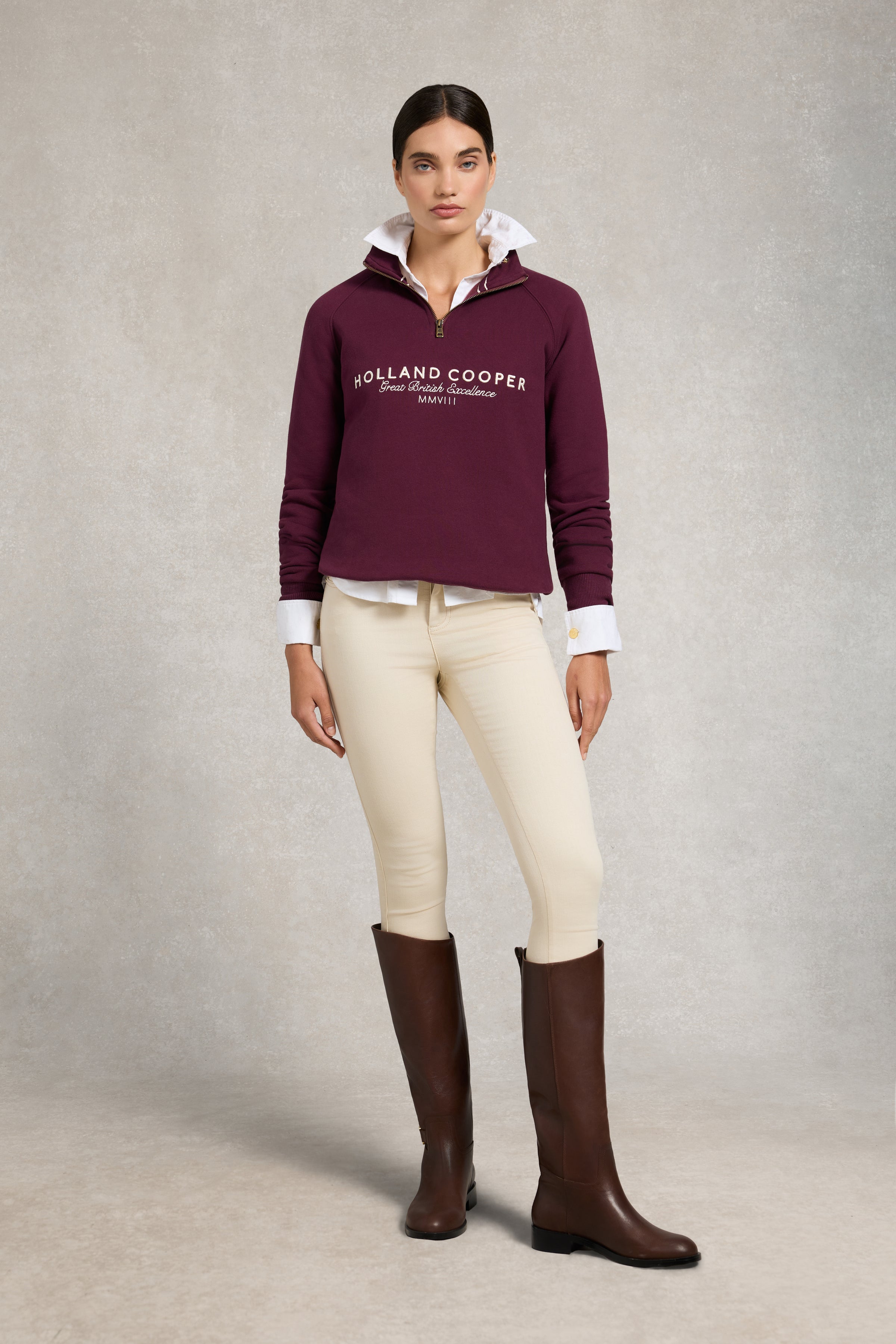 An image of the Holland Cooper Sporting Goods Zip Henley