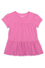 Kite Tunic. A pink short sleeve, round neck tunic with tiers.